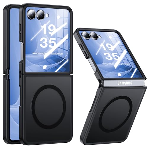 Image of NO.1 Magnetic for Samsung Galaxy Z Flip 7 Case Compatible with MagSafe [Military Grade Drop Tested][Translucent Matte][Anti-Fingerprint] Soft Silicone Bumper for Samsung Flip 7 Case Slim,Black
