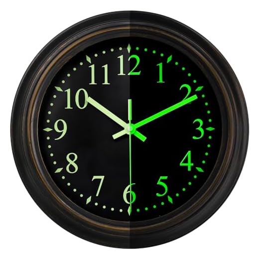 JoFomp Night Light Wall Clock Glow in Dark, 12 Inch Battery Wall Clock Silent Non Ticking, Light Up Wall Clocks for Living Room Decor, Wall Clock for Bedroom Night Glow, Illuminated Wall Clock