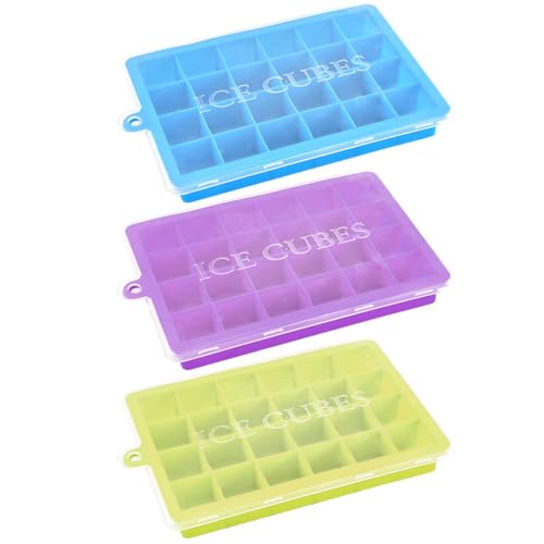 Molde de silicona para cubitos de hielo 24 cavidades con tapa 3 pzas miniatura 1