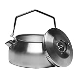 Mil-Tec Edelstahl Wasserkocher Edelstahl (1L) • Wasserkessel für Camping & Trekking • Kompakter & leichter Outdoor Teekessel • Klapphenkel • Präzisionsausgießer • Ø15 cm, 280g