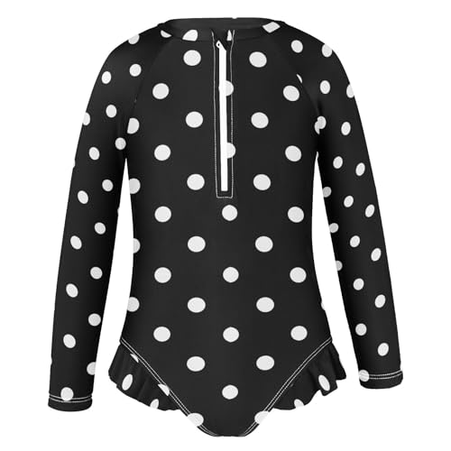 Image of CaTaKu Girls Rash Guard Swimsuit Long Sleeve One Piece Bathing Suit UPF 50+ Toddler Kids Zipper Ruffle Swimwear 3-12Y