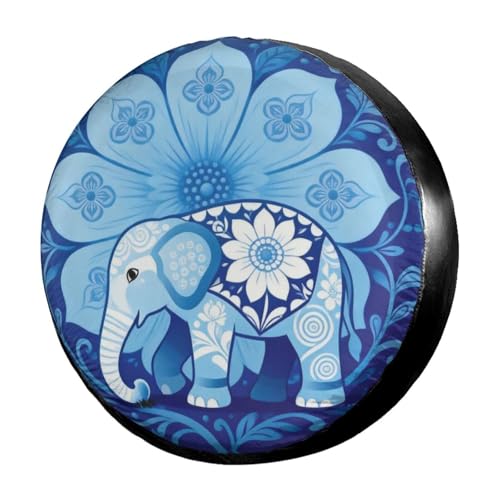 Image of Delerain Blue Elephant Spare Tire Covers for RV Trailer SUV Truck and Many Vehicle, Wheel Covers Sun Protector Waterproof, (14 Inch for Diameter 23 inch-27 inch)