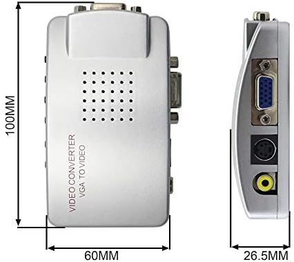 VGA to RCA Adapter,Composite AV S-VIDEO to VGA Converter,For HDTV, Monitors, Laptop, Desktop, PC.