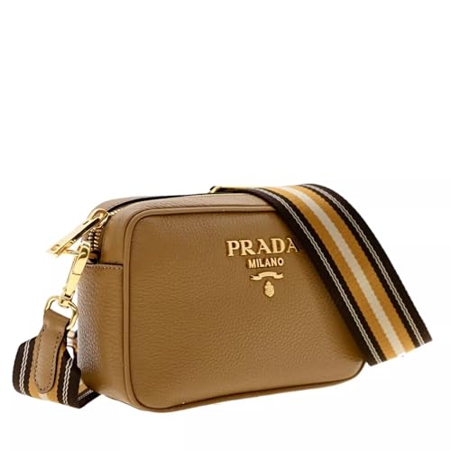 Prada Milano Leather Crossbody Bag, Small, Caramel, 7W x 5H x 2.5D inches2