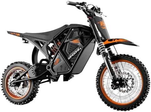 WindoneRide RM7 Electric Dirt Bike for Adults & Teens, 2200W Peak Ebike, 48V 22.5Ah, 37 MPH, 45 Miles, 14"/12" Tire Off-Road Electric Motorcycle, Dual Hydraulic Brakes, Fit Age 13+,Signature Orange