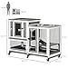 PawHut Indoor Rabbit Hutch, Three Story Wooden Rabbit Cage Bunny Hutch with Runs, Wheels, Waterproof Roof and Removable Trays, Gray