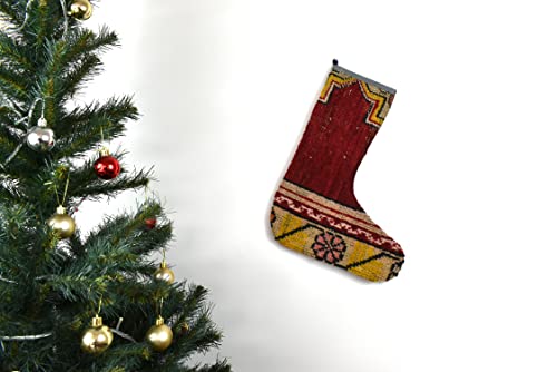 Christmas Stocking 12x16 in Large Handmade Kilim Stocking Xmas Rug Stocking Gift Stocking Santa Socks Holiday Stocking S657