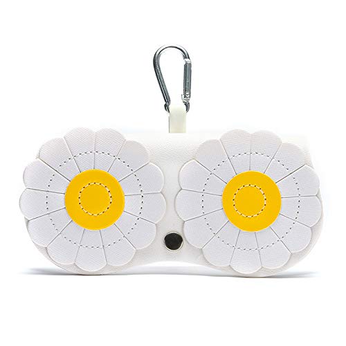 Image of Cartoon Sunglasses Pouch, Portable Snap Button Glasses Case with Clip PU Leather Splicing Eyeglasses Carrying Bag
