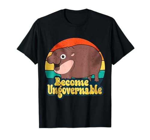 Divertido hipopótamo pigmeo 'Become Ungovernable' Retro Camiseta