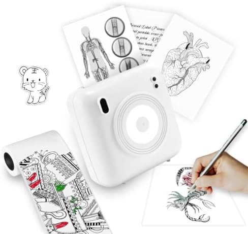 Sticker Printer, CP2 Print Pods Mini Printer, Portable Bluetooth Sticker Maker Machine, Inkless Thermal Pocket Printers for Photos, Study Graphics, Notes, Journal, DIY & Gift Blessings - White