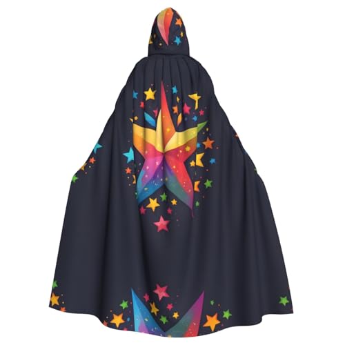 Longue cape à capuche adulte motif étoiles colorées mixte