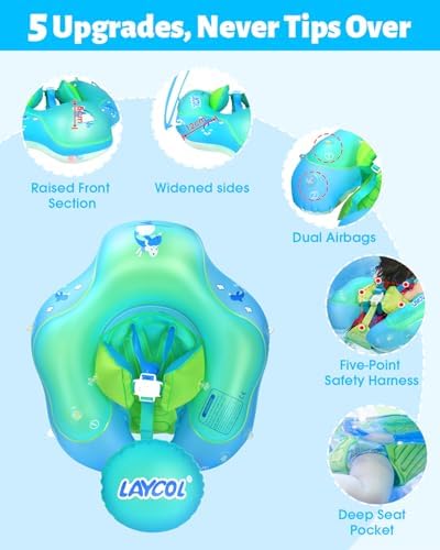 LAYCOL Baby Swimming Float with UPF50+ Sun Canopy Baby Floats for Pool No Flip Overbaby Pool for Baby Age of 3-36 Months - 3