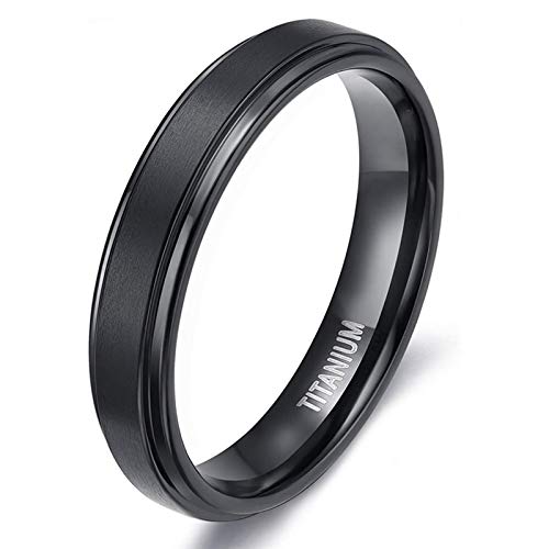 Zakk Bague de fiançailles en titane pour homme et femme Noir Alliance Bague Mariage de fiançailles Promesse 4mm 6mm 8mm (4mm,60 (19.1))