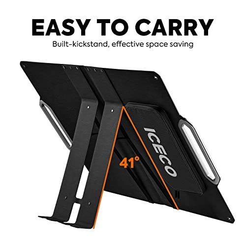 Image of ICECO SP80 Portable Solar Panels 80W, High-Efficiency Monocrystalline Solar Panel, Foldable Solar Charger with Adjustable Kickstand, Waterproof IP67 for Outdoor, Camping, RV and Emergency Backup