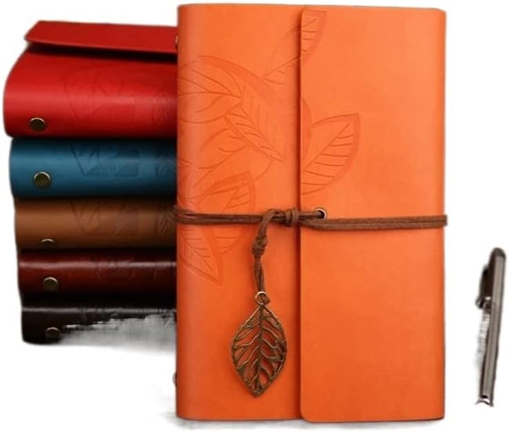 Vintage Travelers Notebook Diary Notepad PU Leather Spiral Literature Note Book Paper Journal Planners School Stationery Gift (Color : G, Size : Small 105x145mm)