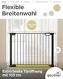 Geuther Türschutzgitter Easylock Flatstep Schwarz I Treppenschutzgitter zum Klemmen oder Bohren I Breite 118-125 cm I Türschutz für Ihr Baby & Haustier I Kinderschutzgitter beidseitig öffnend