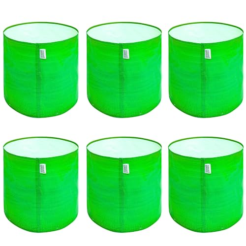 Image of Anandi Green's Premium HDPE Uv Protected 220 GSM Round Shaped Green Colour Plants Grow Bags Suitable for Terrace and Vegetable Gardening (Pack of 6, 15X15 INCH)