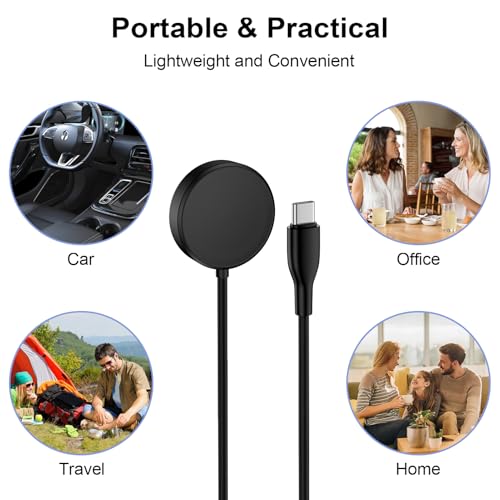 USB C Samsung Watch Charger Magnetic Wireless Fast Charging Pad for Samsung Galaxy Watch 7/6 Classic/6/5 Pro/5/4/4 Classic/3/Active 2/Active,Wireless Samsung Galaxy Watch Charger with 3FT Type C Cable - Thumbnail 7