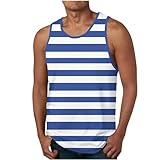 Sdeycui Men's Striped Printed Tank Tops Summer Sleeveless Beach Shirts Gym Workout T-Shirts Sports Undershirts Blue