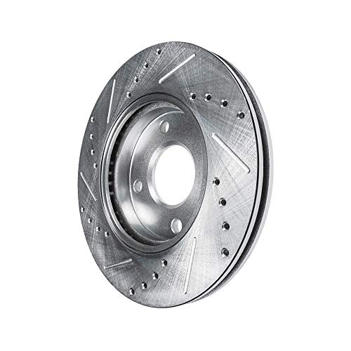 Image of Detroit Axle - 4-Lug Front Brake Rotors for 2005-2010 Chevrolet Cobalt 2007-2010 Pontiac G5 2005-2006 Pursuit 2003-2007 Saturn Ion, Drilled & Slotted Brake Rotors Replacement