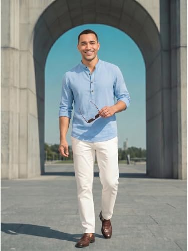 Image of DEELMO Combo of Men's Cotton Blend Solid Regular Fit Full Sleeve Short Kurta | Men's Trendy Short Kurta Pack of 2