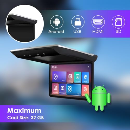 Haut-parleurs intégrés sur moniteur de toit voiture 12.2" Android IPS en gris - 4