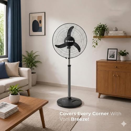 Image of SHATAK Bullet Pedestal Fan ISI Marked | Stand Fan with Tilt Mechanism | High Air Delivery | Aesthetic Design with Telescopic Arrangement