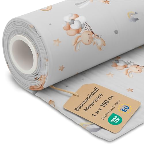 Tela algodon por metros 1M x 160 cm - Telas para costura patchwork decoracion y manualidades Ideal para ropa hogar disfraces y proyectos de costura creativa Oeko-Tex Conejos