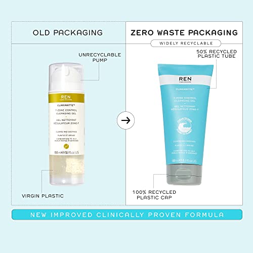 Ren Clean Skincare - Clarimatte™ T-Zone Control Cleansing Gel - Balancing Face Moisturizer For Oily Or Combination Skin, Cruelty-Free & Vegan #TOP4