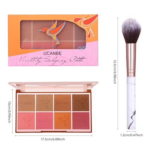 Ucanbe 8 Colors Face Matte Blush Palette Shading Blusher With Brush - Buildable Facial Cheek Blusher Contour Bronzing Pressed Powder Makeup Pallet Women Gift Set (01 Matte) #TOP4
