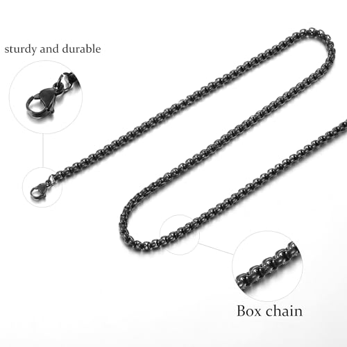 RWQIAN Męski damski łańcuszek ze stali nierdzewnej, srebrny/złoty/czarny, łańcuszek wenecki, męski łańcuszek briolette, łańcuszek box, naszyjnik, szerokość 2/2,5/3/4 mm, długość 45-70 cm, 50cm(20