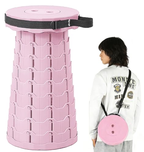 折りたたみ椅子 伸縮式 高さ調整可能 1秒開閉 軽量コンパクト 防水 耐荷重250kg キャンプチェア アウトドア用 屋内屋外兼用 釣り/観戦/花火大会対応 持ち手付き (ピンク)