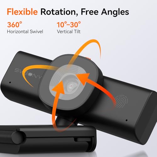 Image of SVBONY 2K Webcam for PC, Computer Camera with Low-Light 3D Noise Reduction&Dual AI-Noise Canceling Mics, Web Cam with Privacy Cover, USB A-to-C, Plug&Play PC Camera for Video Calling,Teams,Streaming