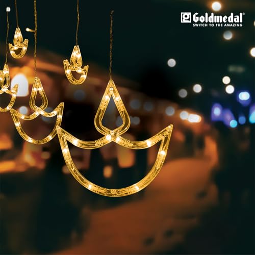 Image of Goldmedal Diya LED String Light - 12 Feet Length, 6 Small Diyas, 6 Large Diyas | Warm White (Pack of 1) | Ideal for Home Decoration, Festivals, Parties, etc.