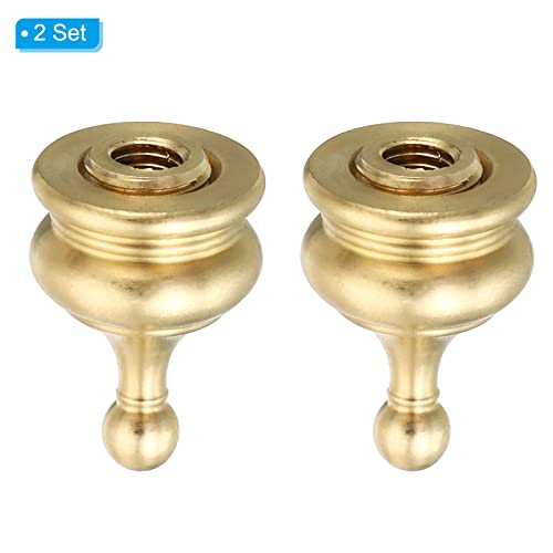 Image of PATIKIL 1 inch Tall Brass Lamp Finials Cap Knob, 2 Set Lamp Screw Holder Tapped 1 /4-27 for Table and Floor Lamp Shade Decoration, Gold Tone