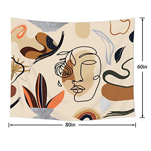 Lghtyro Abstract Wall Hanging Mid Century Tapestry Modern Bohemian Dorm Room Decor Minimalist Geometric Modern Terracotta Brown Line Woman Boho Bedroom Wall Art Home Decor 60Hx80W #TOP2