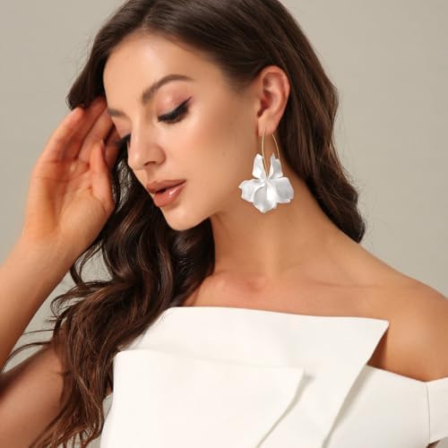 EVER FAITH Orecchini Lunghi A Goccia Fiore In Acrilico – Gioielli Boho Donna In Argento 925 - 2
