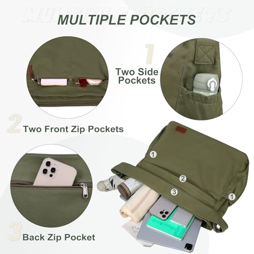 RAVUO Messenger Bag With Inner Organized Pockets, Large Hobo Crossbody Bag Lightweight Shoulder Purse for Women Men4