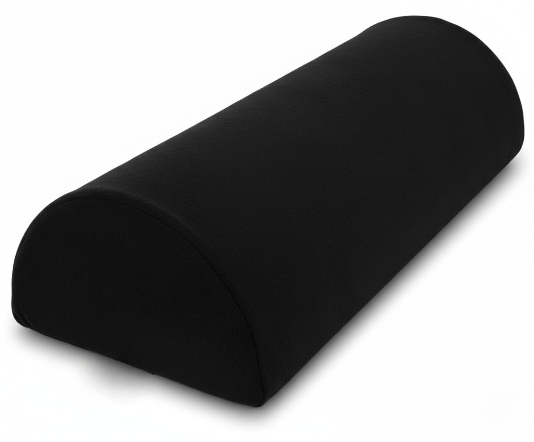4AS Half Moon Memory Foam Pillow – Comfortable Knee Pillow with Removable/Washable Zippered Cover – Pain Relief Cushion for Side & Back Sleepers (Black - 42cm x18cm x10cm)