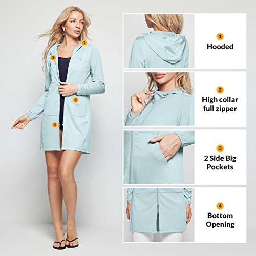 Baleaf Women's Hooded Uv Protection Beach Coverup, Quick Dry, Cool Fabric, Sunscreen, Pockets, Outdoor Performance - Pastel Blue, M #TOP3