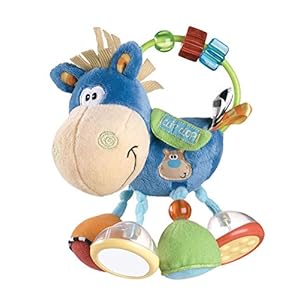Playgro Sonajero Multiactividades Caballo, Desde los 3 Meses, Sin BPA, Playgro Activity Rattle Clip Clop, Azul/Multicolor, 40016