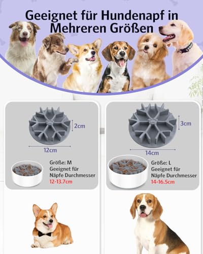OQIMAX Anti Schling Napf Hund, Slow Feeder Hundenapf Einfügung, Langsame Fütterung mit Saugnapf für Hunde Katzen, Anti-Choke Kieselgel Hundenäpfe Einfügen, Entlastet die Verdauung, Überessen