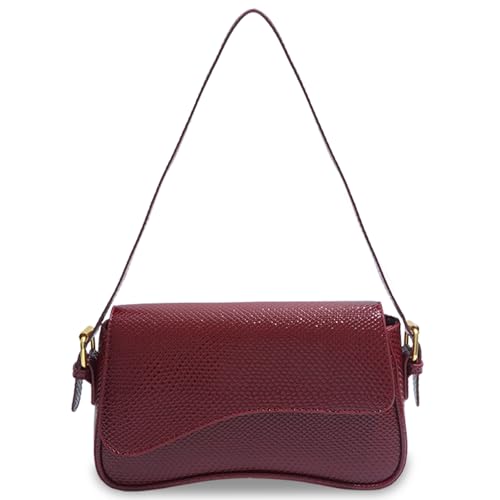 2025 Small Shoulder Bag Y2K Purse for Women, Snakeskin Clutch Purse Handbag Satchel Tote Bag Classic Retro Crossbody Bag (Snakeskin-Red)
