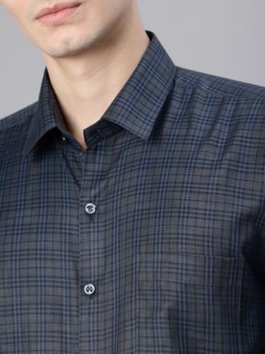 Image of Majestic Man Men's Pure Cotton Slim Fit Checkred Full Sleeve Classic Collar Everyday Formal Shirt