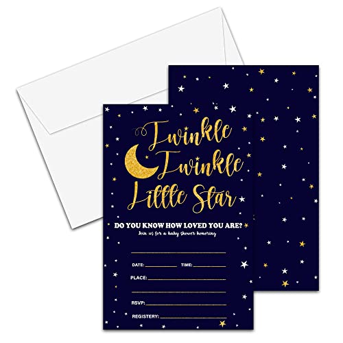 Twinkle Twinkle Little Star Baby Shower Invitations 20Count Baby Shower Invitations With Envelopes Moon and Stars Gender