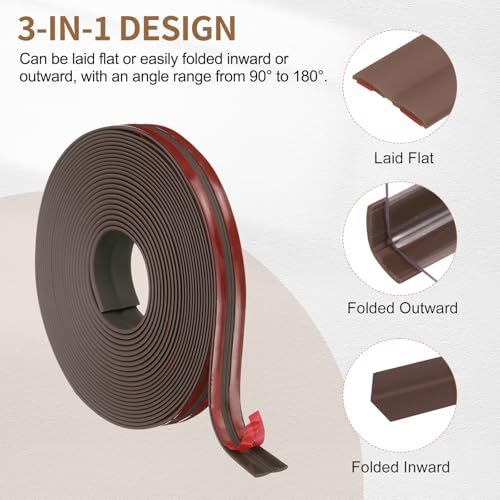 Protector esquina para pared autoadhesivo moldura flexible marrón para techo y encimera 4