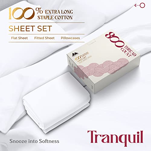 Mayfair Linen 800-Thread-Count 100% Pure Cotton Sheets - Hotel Style Egyptian Feel White King Size Bed Sheets, Long Staple Cotton, Sateen Weave For Soft Feel, Fits Mattress Upto 18'' Deep Pocket #TOP6