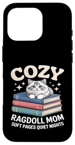 Cozy Book Lover Ragdoll Mom �\�t�g�y�[�W �Â��Ȗ� �X�}�z�P�[�X iPhone 16 Pro �p