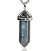 Amandastone Natural Labradorite Gemstone Hexagonal Pointed Reiki Chakra Pendant Necklace 18"