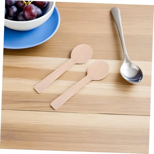 Cucharas de madera pequeñas para catering y postres: vajilla beige de 100 piezas 6